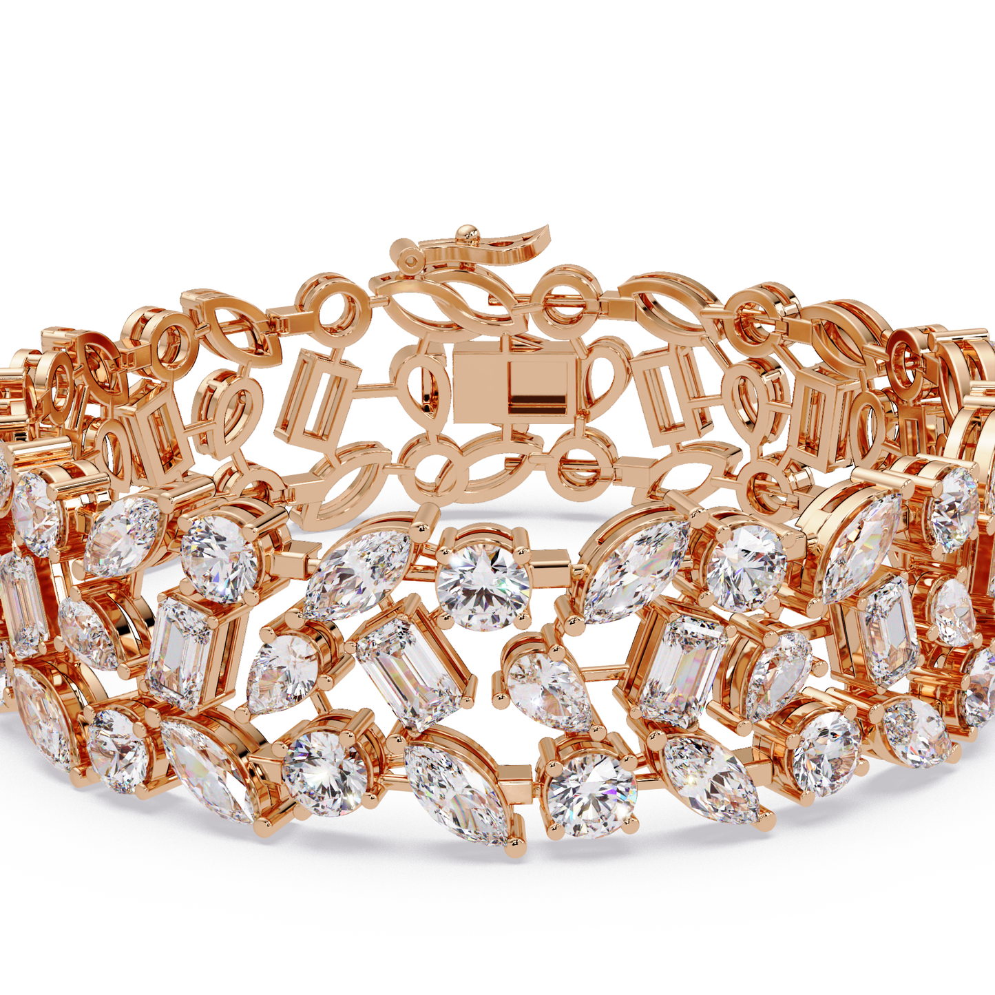 Mixed Shape Lab grown Diamond Wide Bracelet - HIGHCARAT DIAMONDS