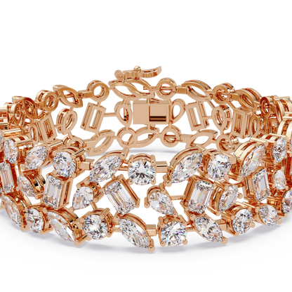 Mixed Shape Lab grown Diamond Wide Bracelet - HIGHCARAT DIAMONDS