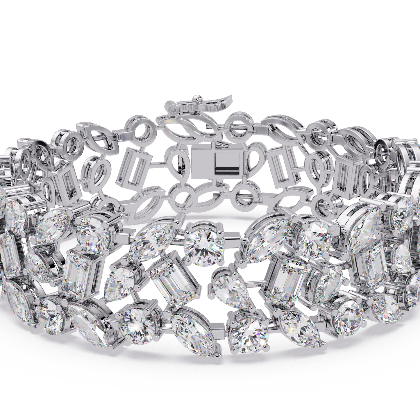 Mixed Shape Lab grown Diamond Wide Bracelet - HIGHCARAT DIAMONDS
