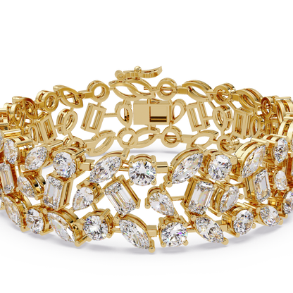 Mixed Shape Lab grown Diamond Wide Bracelet - HIGHCARAT DIAMONDS