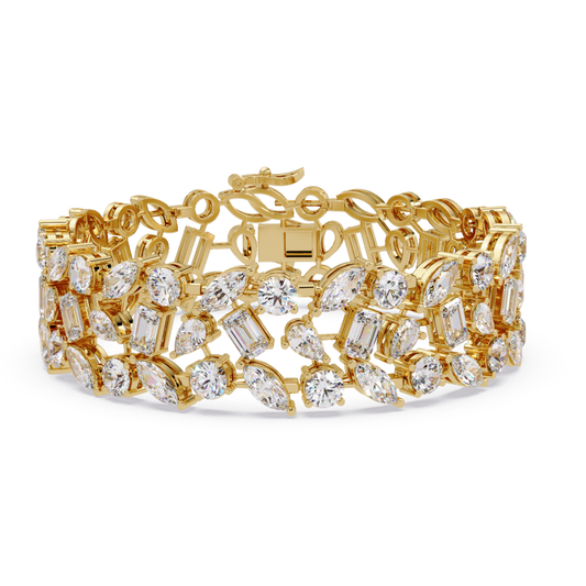 Mixed Shape Lab grown Diamond Wide Bracelet - HIGHCARAT DIAMONDS