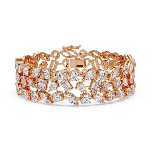 Mixed Shape Lab grown Diamond Wide Bracelet - HIGHCARAT DIAMONDS