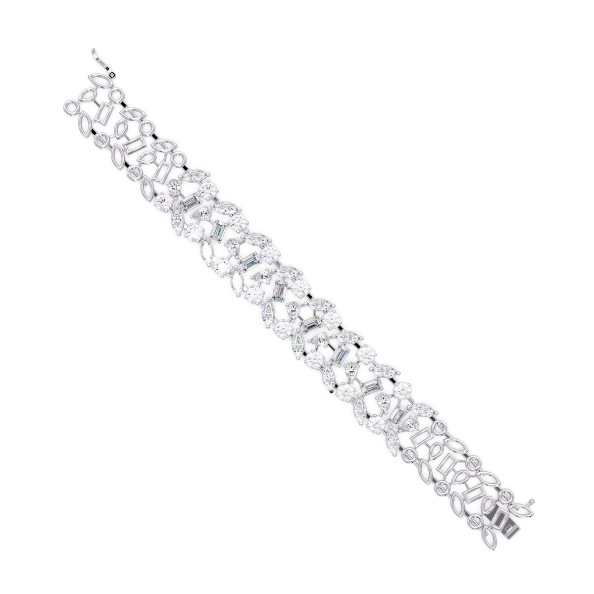 Mixed Shape Lab grown Diamond Wide Bracelet - HIGHCARAT DIAMONDS