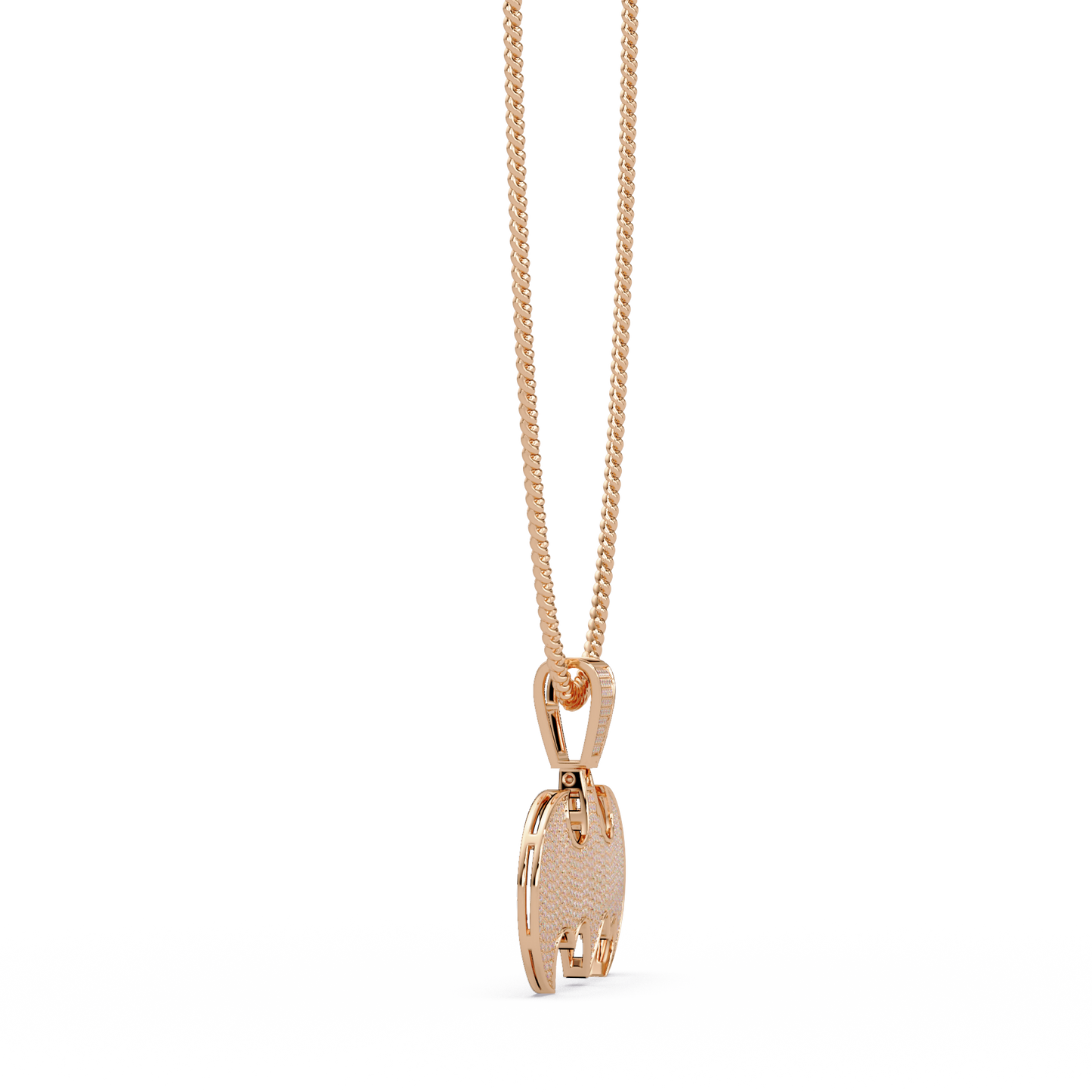 Modern Bat Shape Lab Grown Rose Gold Diamond Pendant - HIGHCARAT DIAMONDS