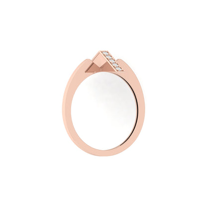 Modern Open Band Diamond Ring with Vertical Row of Round Diamonds Minimalist 14K Solid Gold Jewelry