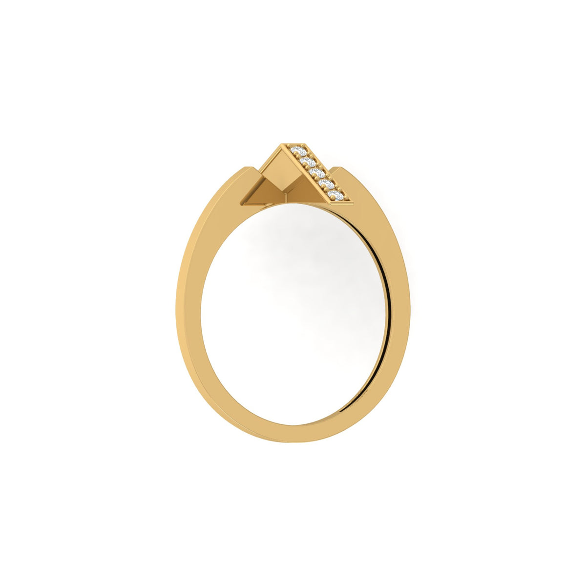 Modern Open Band Diamond Ring with Vertical Row of Round Diamonds Minimalist 14K Solid Gold Jewelry - HIGHCARAT DIAMONDS