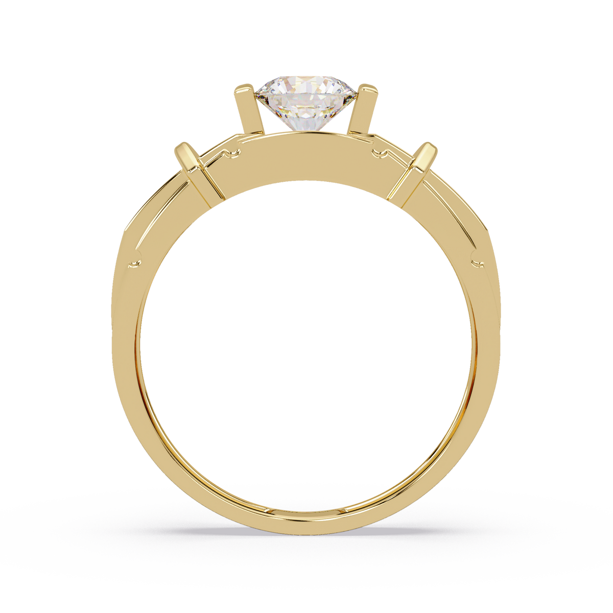 Modern Split Shank Solitaire Lab Grown Diamond Ring - HIGHCARAT DIAMONDS