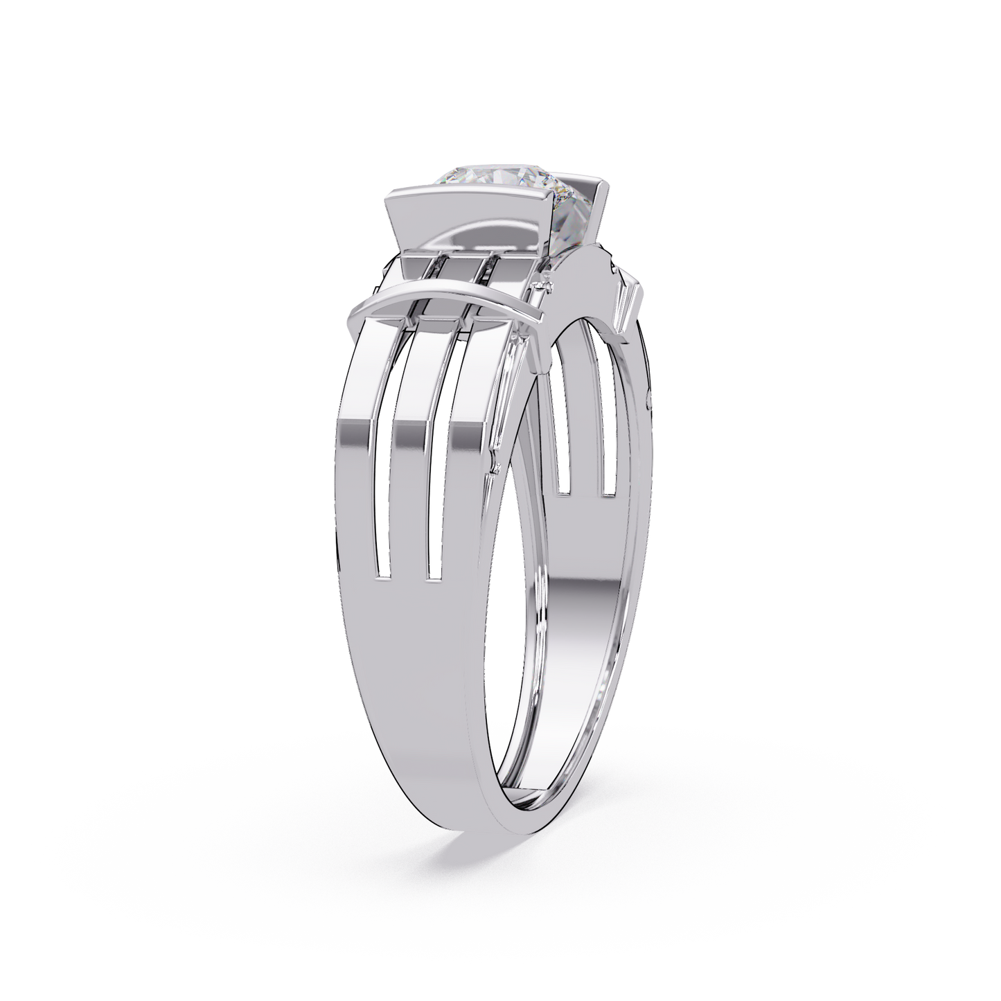 Modern Split Shank Solitaire Lab Grown Diamond Ring - HIGHCARAT DIAMONDS