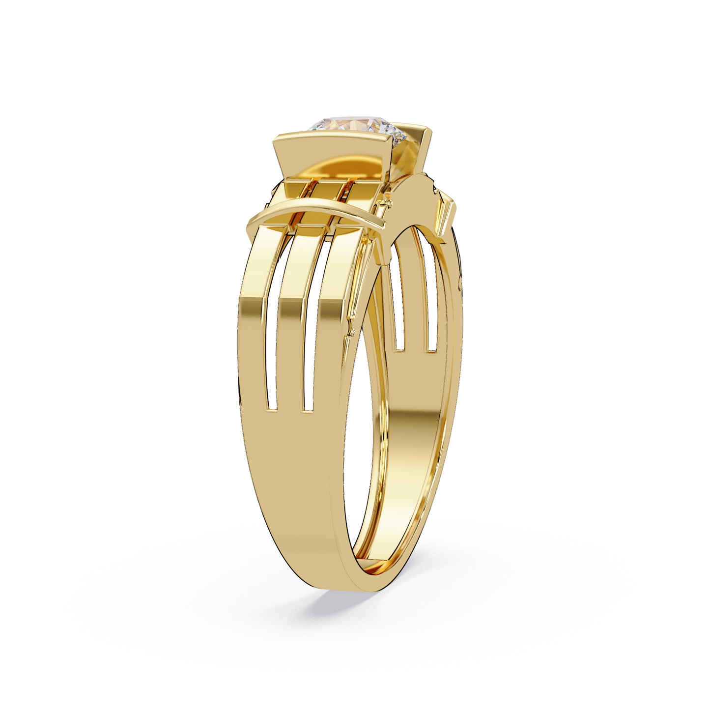 Modern Split Shank Solitaire Lab Grown Diamond Ring - HIGHCARAT DIAMONDS