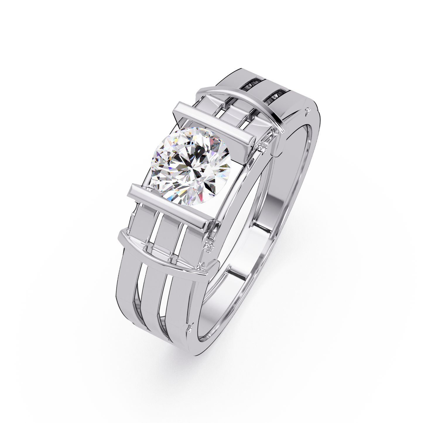 Modern Split Shank Solitaire Lab Grown Diamond Ring - HIGHCARAT DIAMONDS