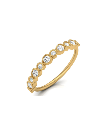 Mom's Dainty Diamond Wedding Band 14k Gold Stackable Ring Minimalist Jewelry Gift - HIGHCARAT DIAMONDS
