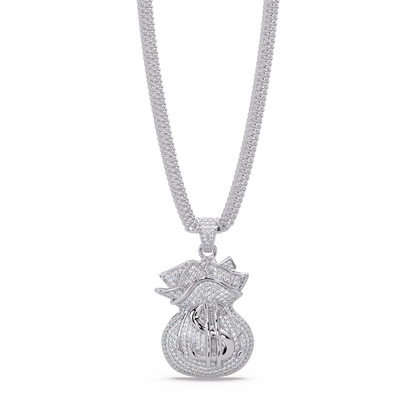 Money Bag Dollar Sign Lab Grown Diamond Pendant Necklace - HIGHCARAT DIAMONDS