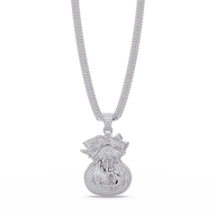 Money Bag Dollar Sign Lab Grown Diamond Pendant Necklace - HIGHCARAT DIAMONDS