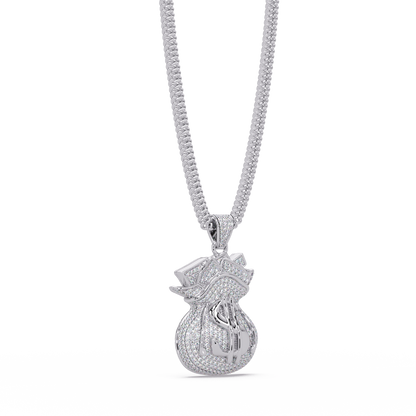 Money Bag Dollar Sign Lab Grown Diamond Pendant Necklace - HIGHCARAT DIAMONDS