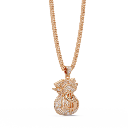 Money Bag Dollar Sign Lab Grown Diamond Pendant Necklace - HIGHCARAT DIAMONDS