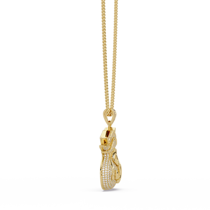 Money Bag Dollar Sign Lab Grown Diamond Pendant Necklace - HIGHCARAT DIAMONDS