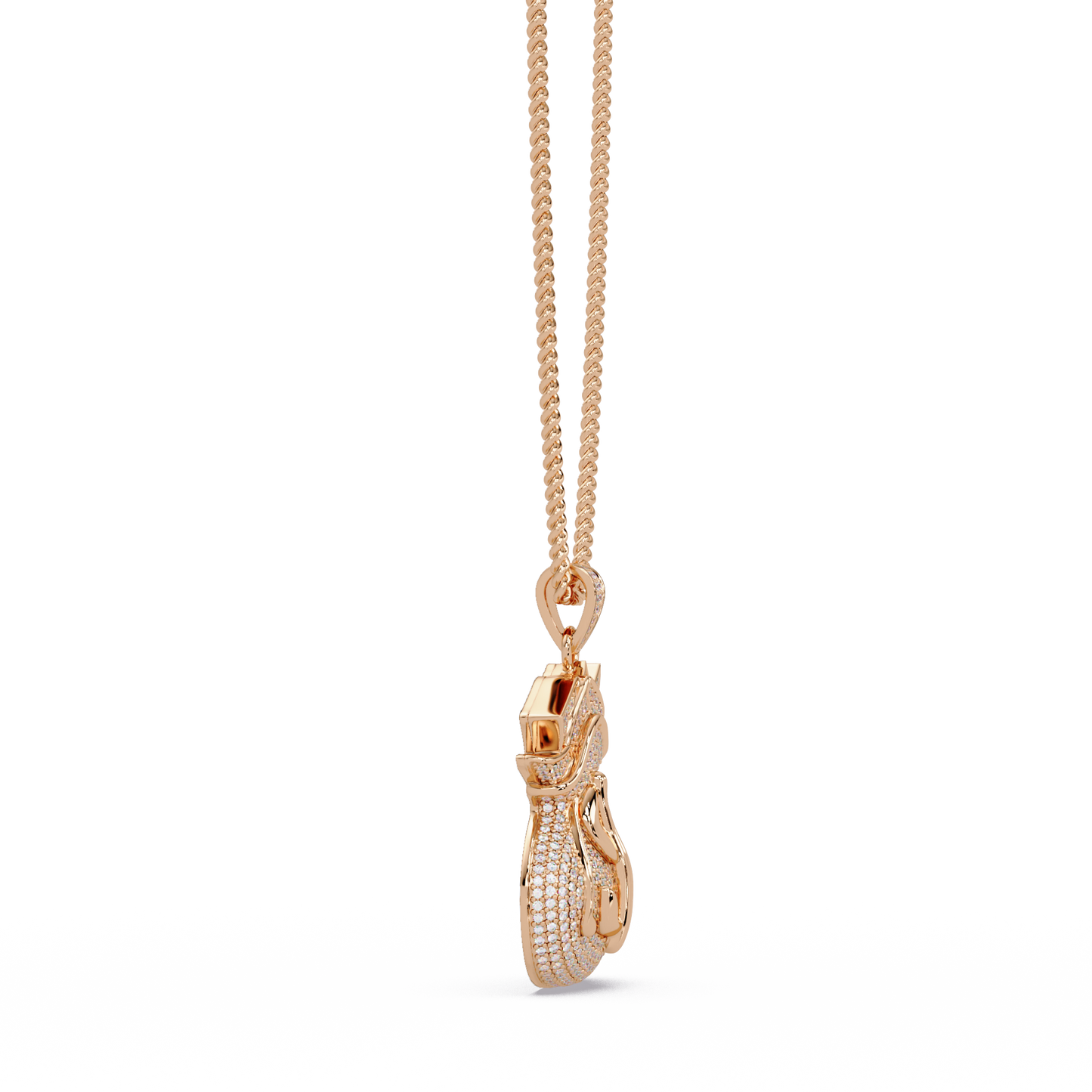 Money Bag Dollar Sign Lab Grown Diamond Pendant Necklace - HIGHCARAT DIAMONDS