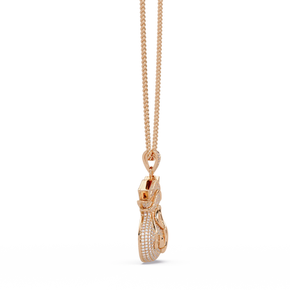 Money Bag Dollar Sign Lab Grown Diamond Pendant Necklace - HIGHCARAT DIAMONDS