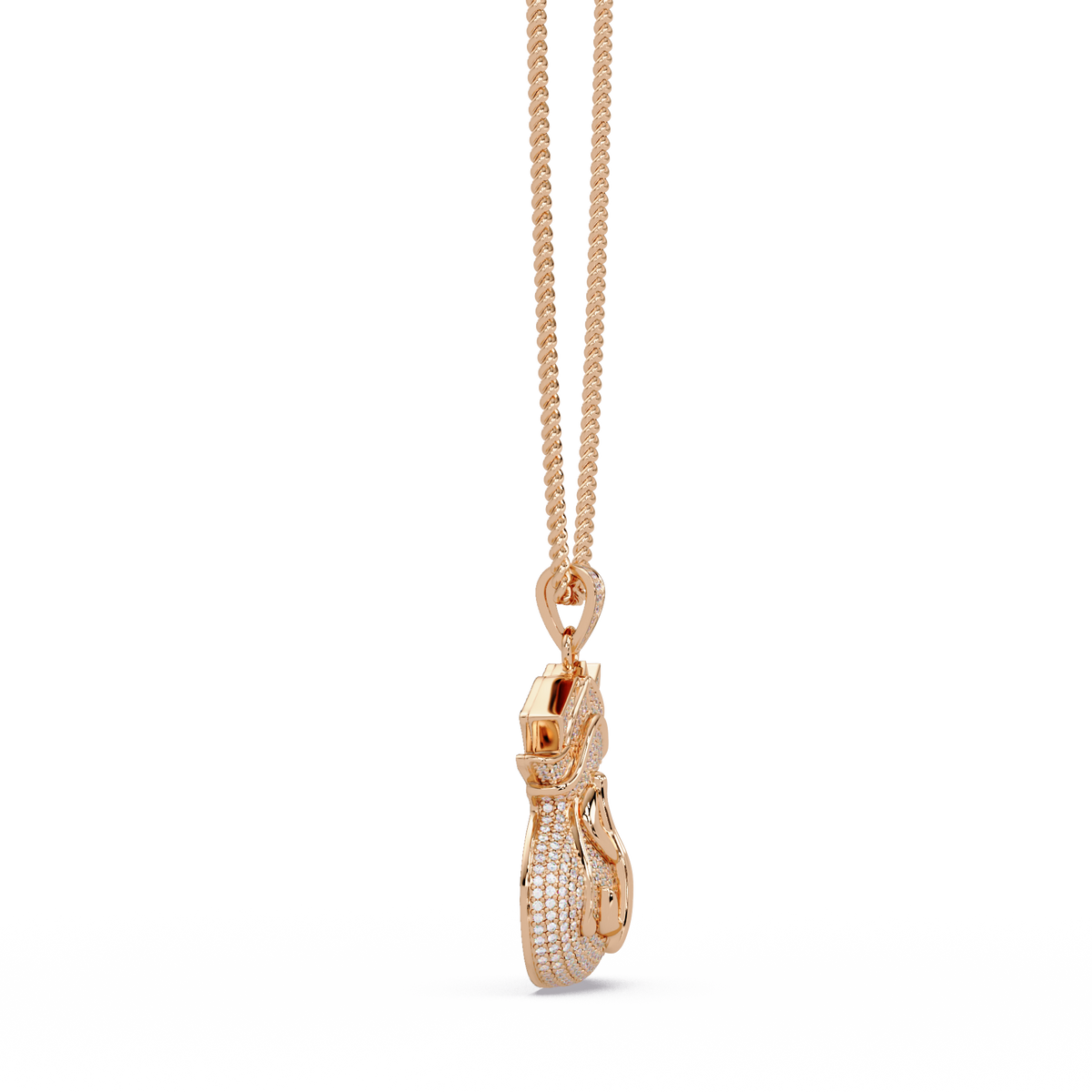 Money Bag Dollar Sign Lab Grown Diamond Pendant Necklace - HIGHCARAT DIAMONDS