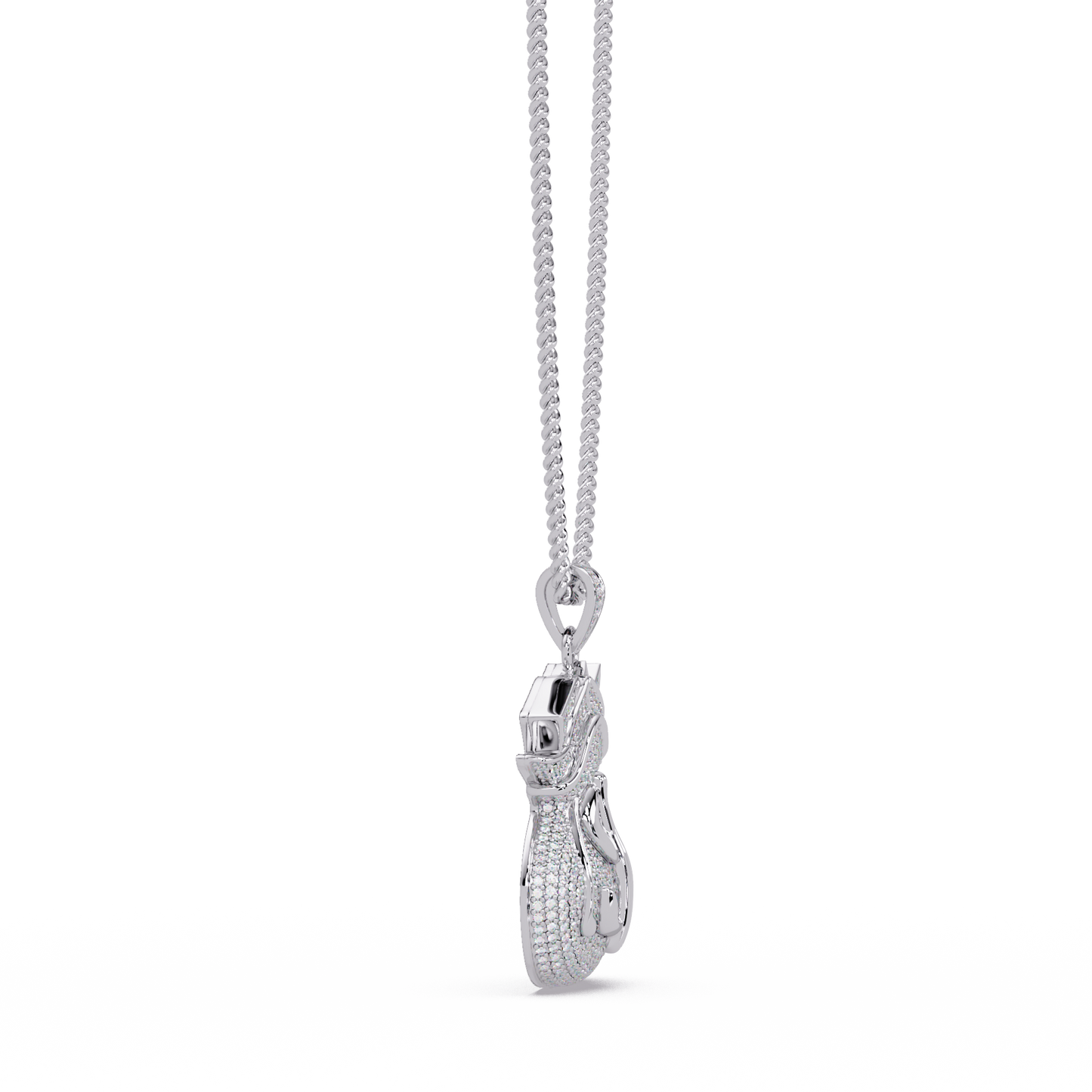 Money Bag Dollar Sign Lab Grown Diamond Pendant Necklace - HIGHCARAT DIAMONDS