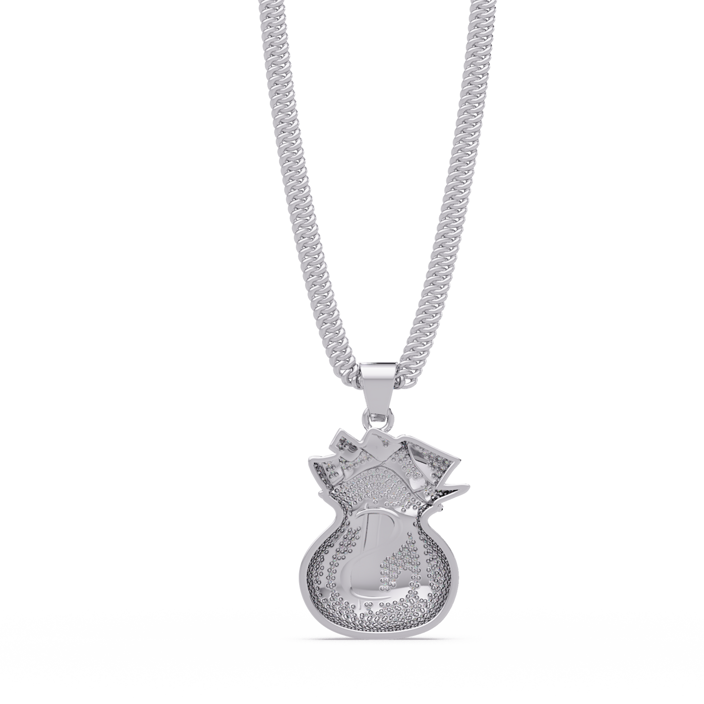 Money Bag Dollar Sign Lab Grown Diamond Pendant Necklace - HIGHCARAT DIAMONDS