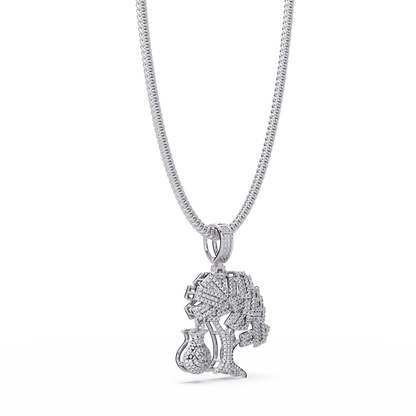 Money Tree Iced Diamond Pendant Cash Bag Charm Necklace - HIGHCARAT DIAMONDS