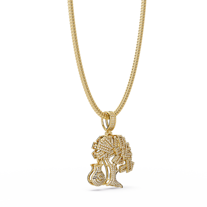 Money Tree Iced Diamond Pendant Cash Bag Charm Necklace - HIGHCARAT DIAMONDS