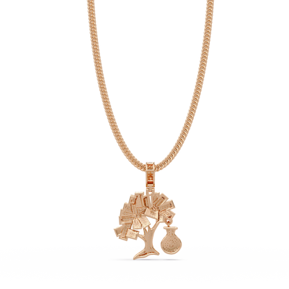 Money Tree Iced Diamond Pendant Cash Bag Charm Necklace - HIGHCARAT DIAMONDS
