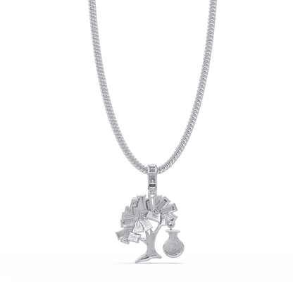 Money Tree Iced Diamond Pendant Cash Bag Charm Necklace - HIGHCARAT DIAMONDS