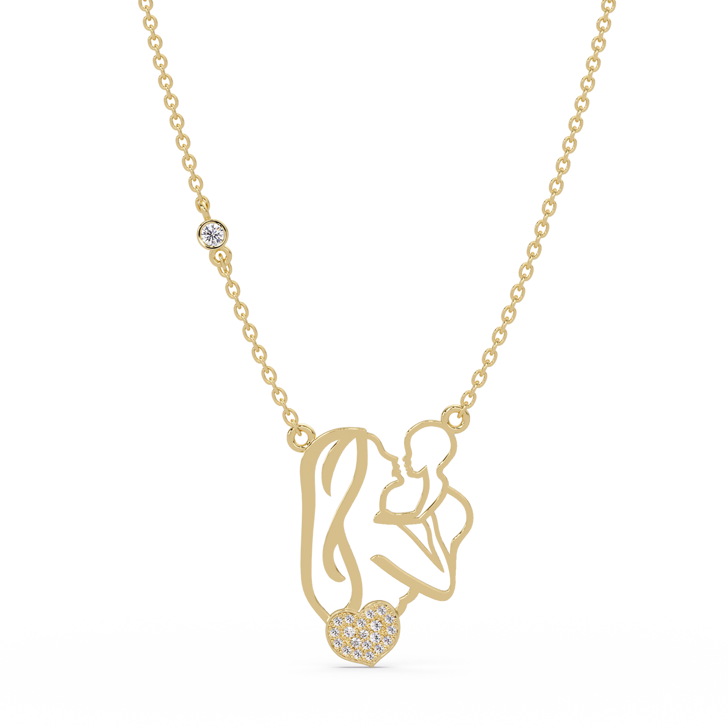 Mother and Baby Heart Lab grown Diamond Pendant Necklace - HIGHCARAT DIAMONDS