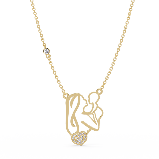 Mother and Baby Heart Lab grown Diamond Pendant Necklace - HIGHCARAT DIAMONDS