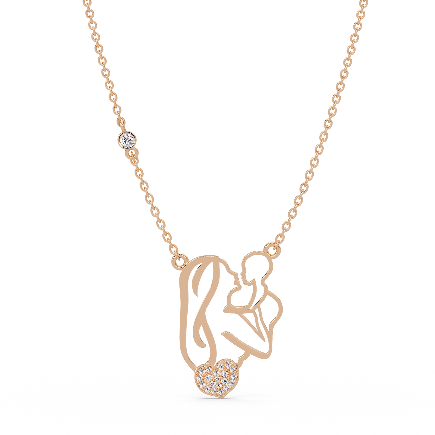 Mother and Baby Heart Lab grown Diamond Pendant Necklace - HIGHCARAT DIAMONDS