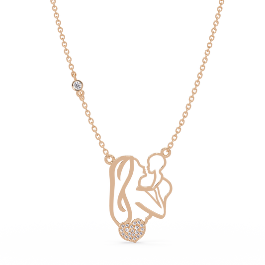 Mother and Baby Heart Lab grown Diamond Pendant Necklace - HIGHCARAT DIAMONDS