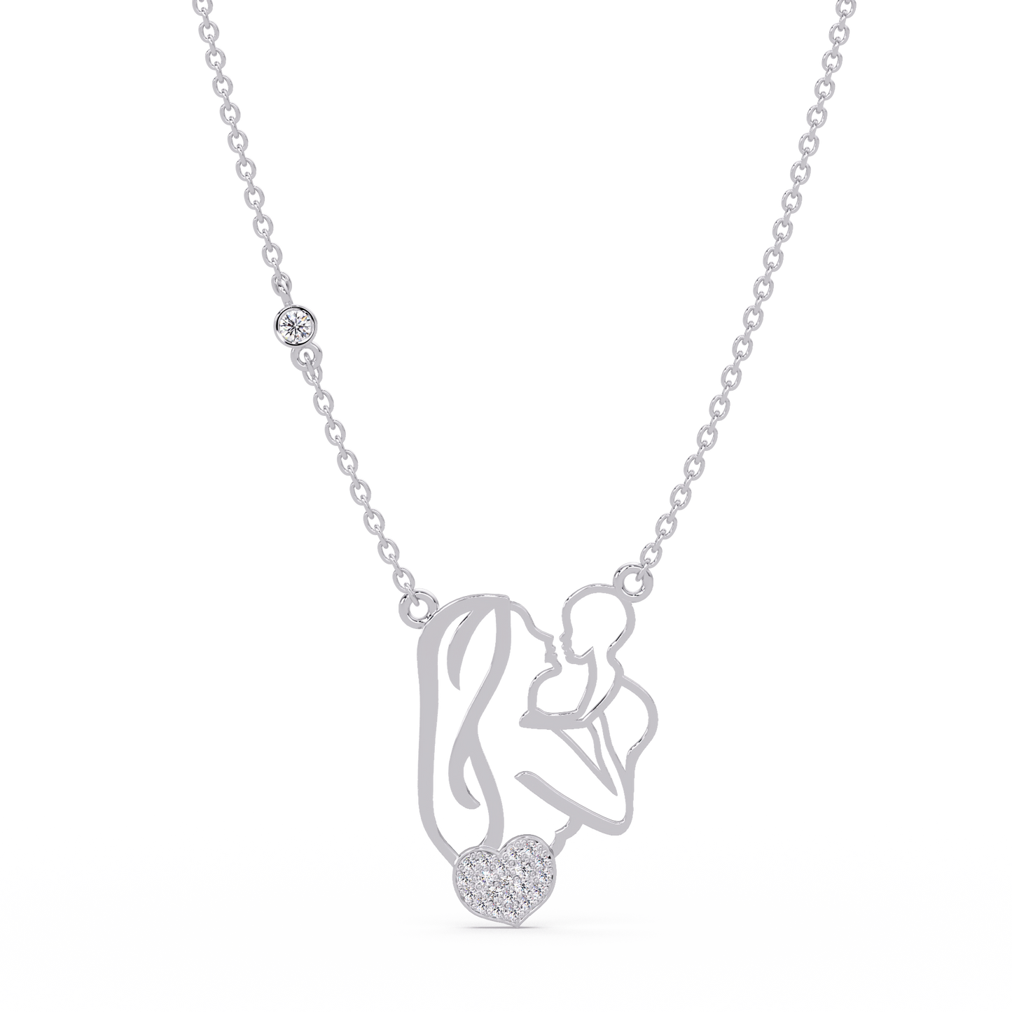 Mother and Baby Heart Lab grown Diamond Pendant Necklace - HIGHCARAT DIAMONDS