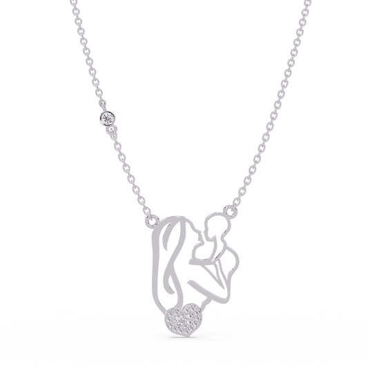 Mother and Baby Heart Lab grown Diamond Pendant Necklace - HIGHCARAT DIAMONDS