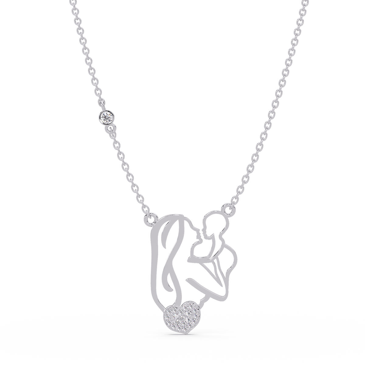 Mother and Baby Heart Lab grown Diamond Pendant Necklace - HIGHCARAT DIAMONDS