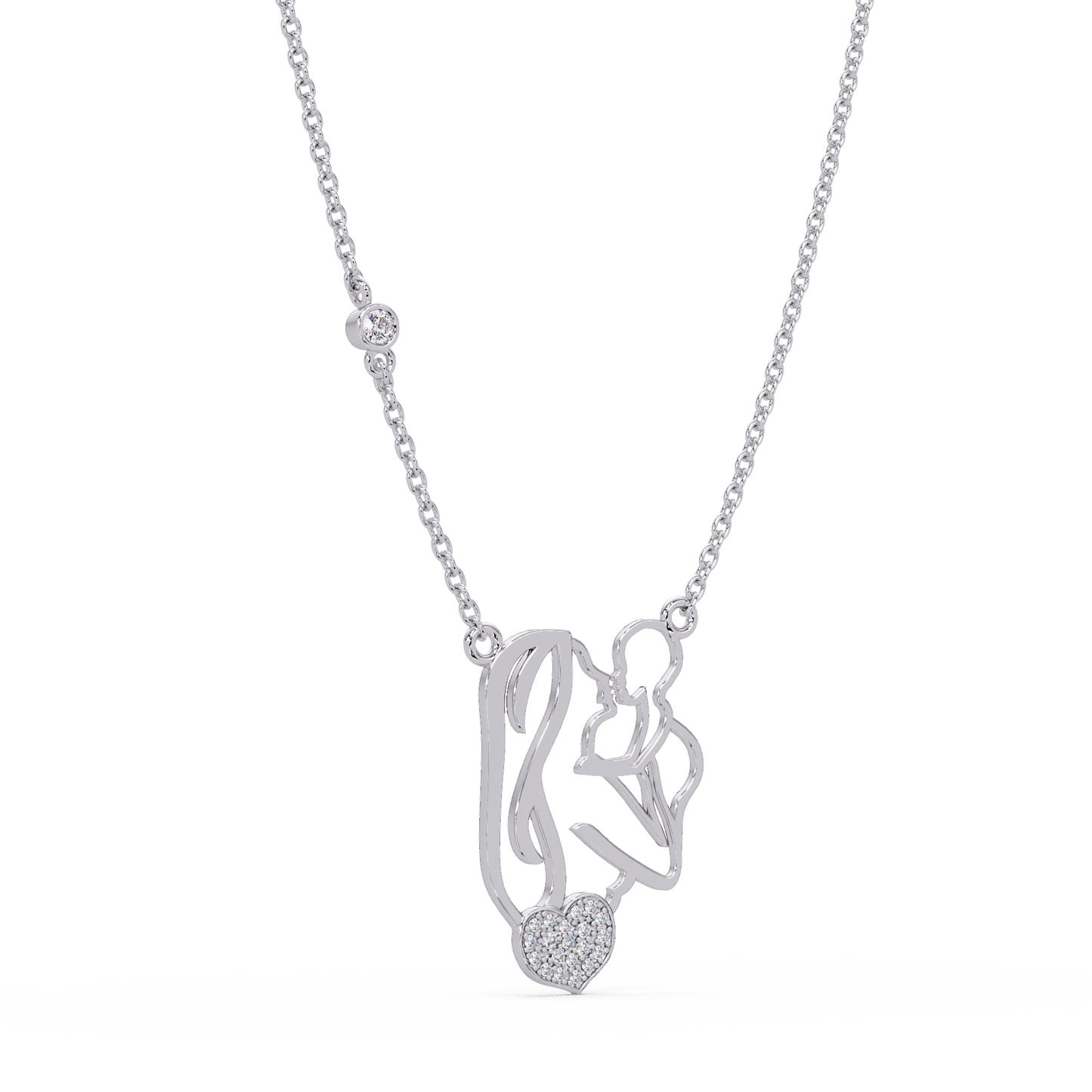 Mother and Baby Heart Lab grown Diamond Pendant Necklace - HIGHCARAT DIAMONDS