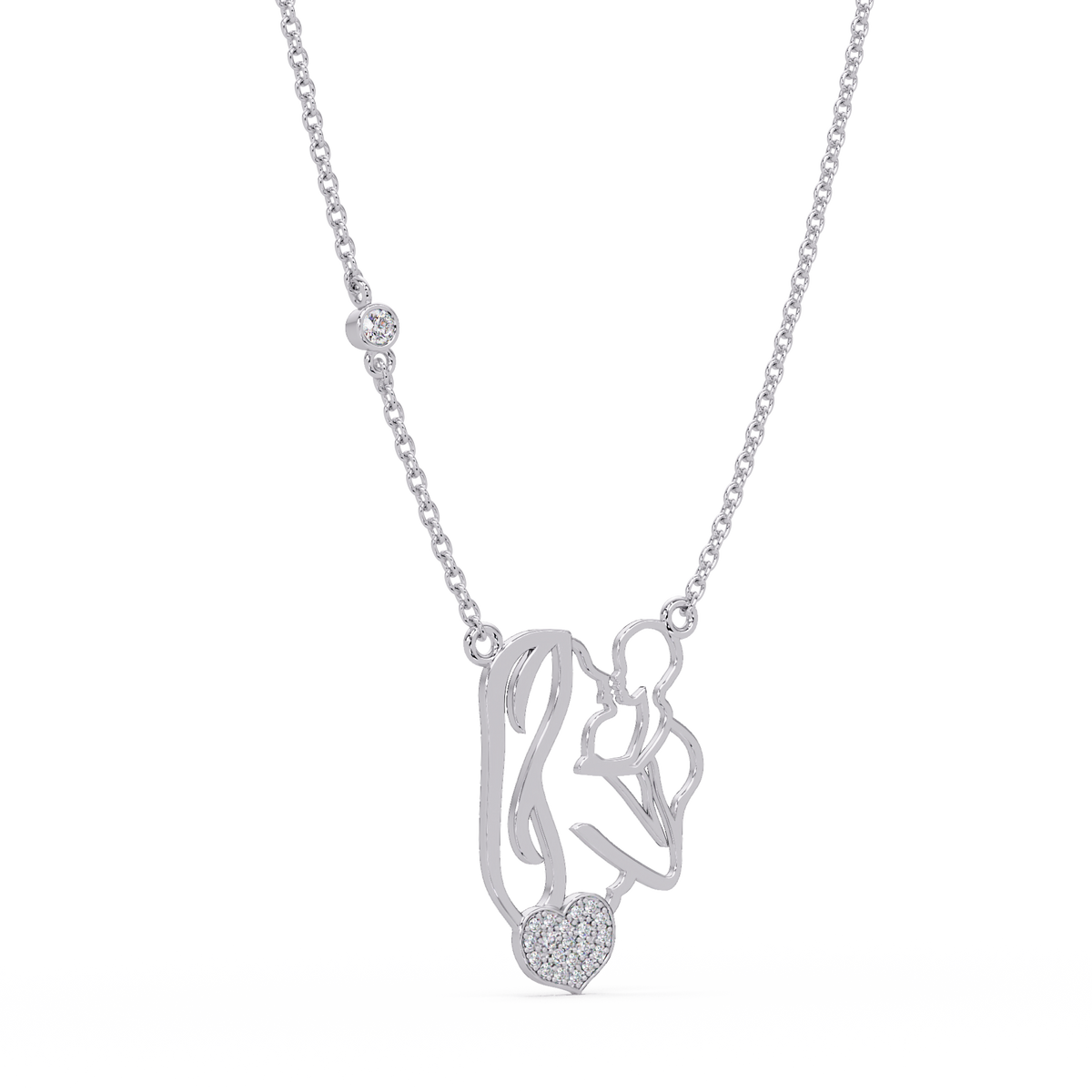Mother and Baby Heart Lab grown Diamond Pendant Necklace - HIGHCARAT DIAMONDS