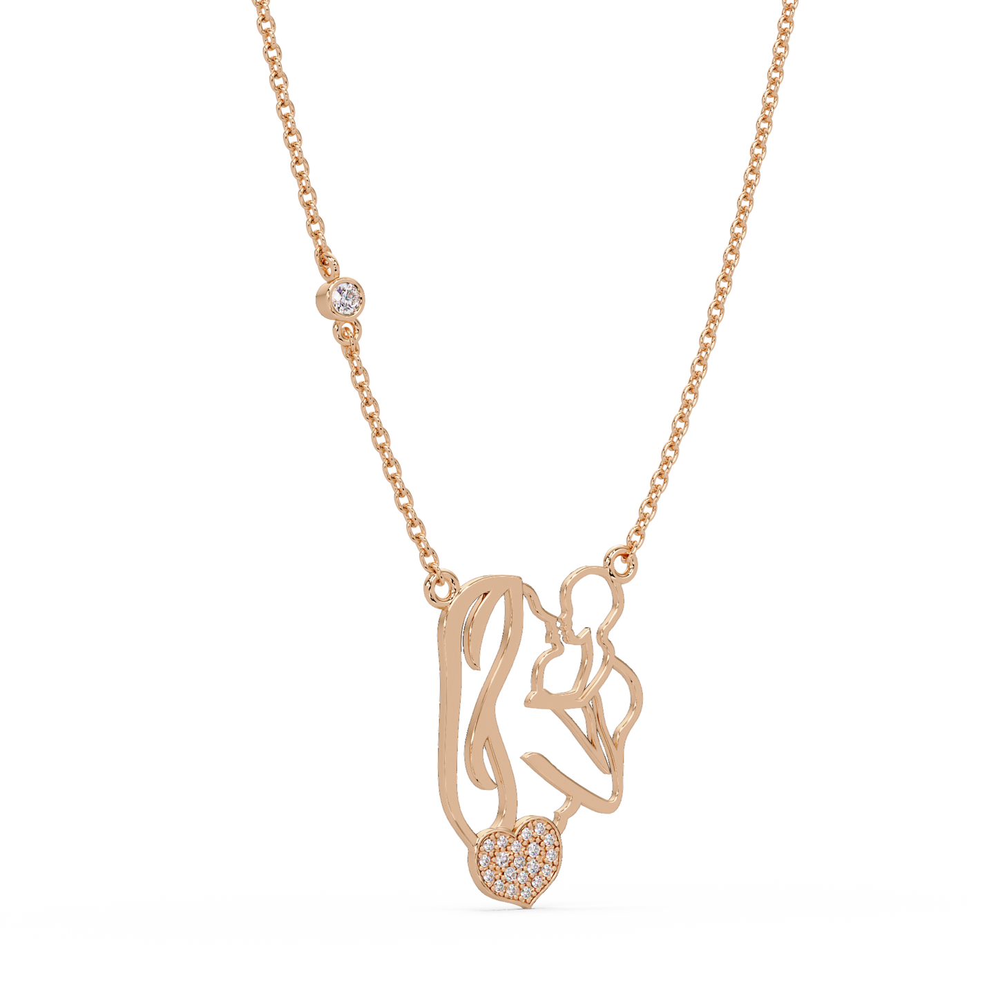 Mother and Baby Heart Lab grown Diamond Pendant Necklace - HIGHCARAT DIAMONDS