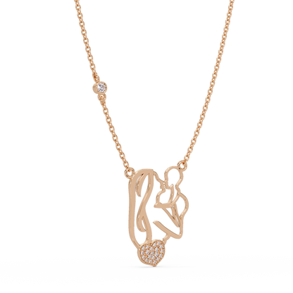 Mother and Baby Heart Lab grown Diamond Pendant Necklace - HIGHCARAT DIAMONDS