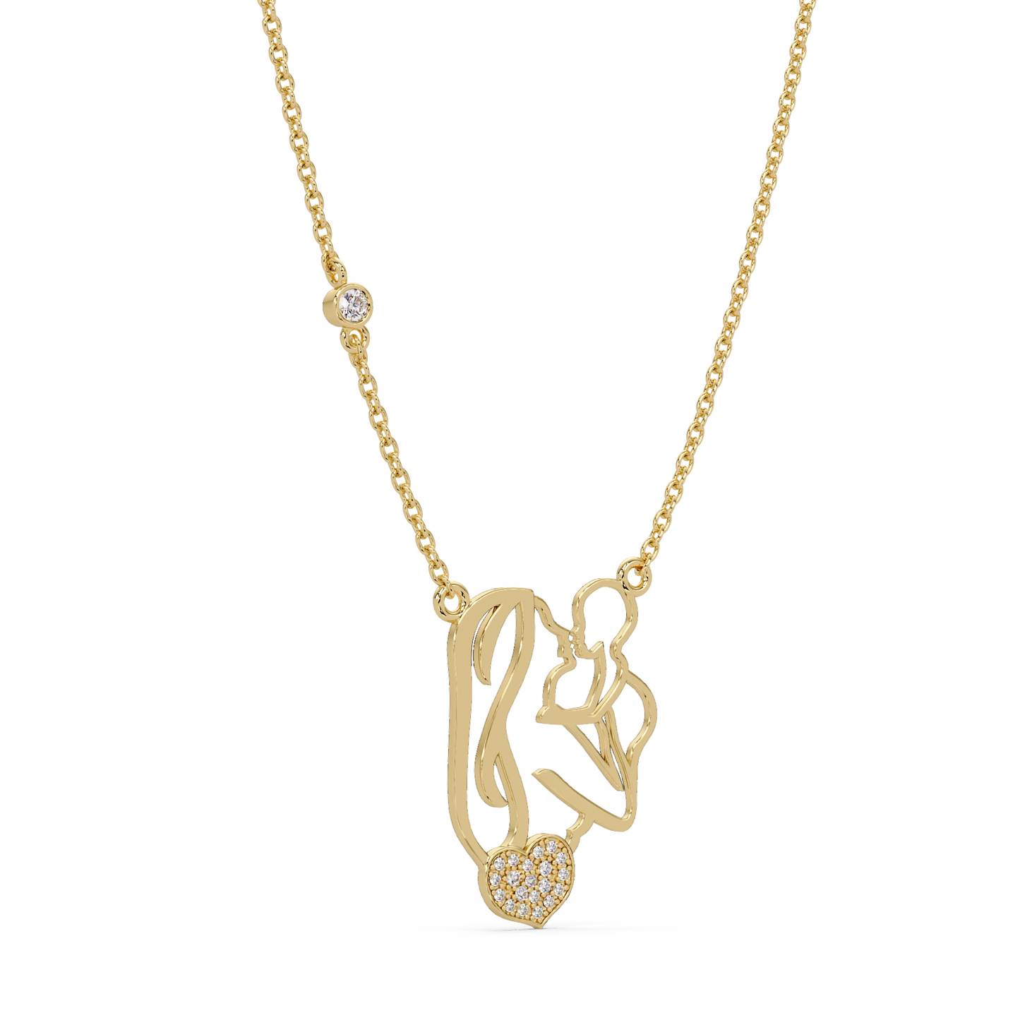 Mother and Baby Heart Lab grown Diamond Pendant Necklace - HIGHCARAT DIAMONDS