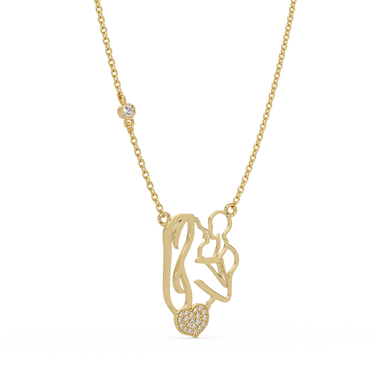Mother and Baby Heart Lab grown Diamond Pendant Necklace - HIGHCARAT DIAMONDS