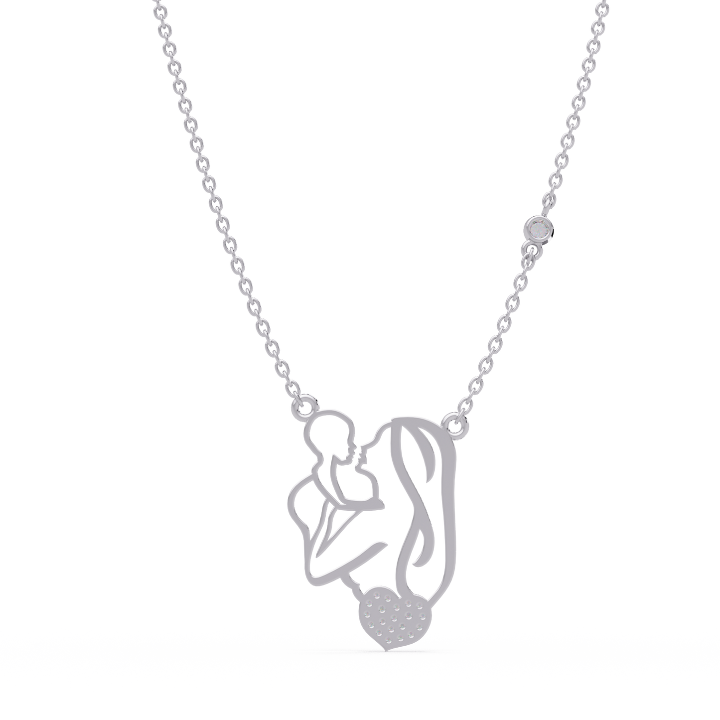Mother and Baby Heart Lab grown Diamond Pendant Necklace - HIGHCARAT DIAMONDS