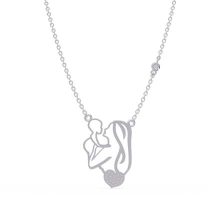 Mother and Baby Heart Lab grown Diamond Pendant Necklace - HIGHCARAT DIAMONDS
