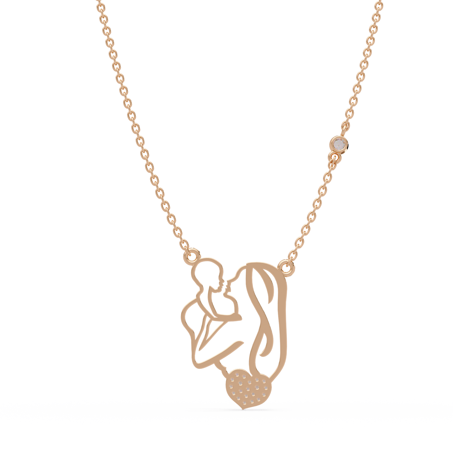 Mother and Baby Heart Lab grown Diamond Pendant Necklace - HIGHCARAT DIAMONDS