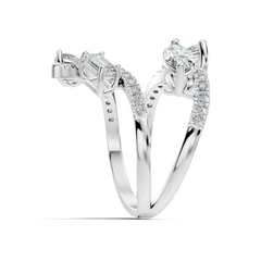 2.15Ct Emerald, Pear, Marquise and Round Cut Diamond Unique Vintage Bypass Dainty Party Wear Ring For Women's - HIGHCARAT DIAMONDS