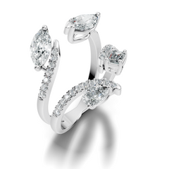2.15Ct Emerald, Pear, Marquise and Round Cut Diamond Unique Vintage Bypass Dainty Party Wear Ring For Women's - HIGHCARAT DIAMONDS