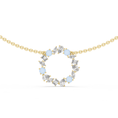 2.52 Ct All Shapes Round, Pear, Marquise, Emerald Lab Grown Diamond Round Style Wedding Wear 14k Solid Gold Necklace - HIGHCARAT DIAMONDS