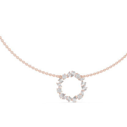 2.52 Ct All Shapes Round, Pear, Marquise, Emerald Lab Grown Diamond Round Style Wedding Wear 14k Solid Gold Necklace - HIGHCARAT DIAMONDS