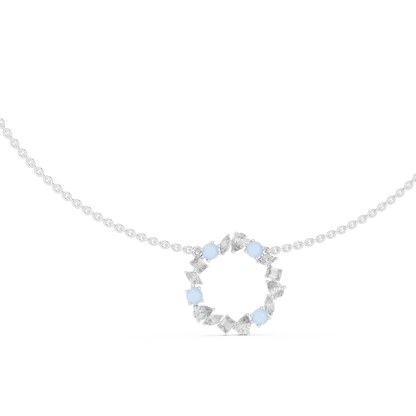 2.52 Ct All Shapes Round, Pear, Marquise, Emerald Lab Grown Diamond Round Style Wedding Wear 14k Solid Gold Necklace - HIGHCARAT DIAMONDS